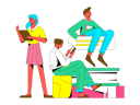 پیش‌نمایش فایل girl-learning-online-while-boy-reading-book-11578908 از پک خواندن