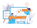 پیش‌نمایش فایل lecturer-takes-online-class-11618127 از پک آموزش آنلاین