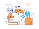 پیش‌نمایش فایل students-learning-through-videos-11618147 از پک آموزش آنلاین