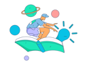 پیش‌نمایش فایل boy-flying-on-book-11714799 از پک مطالعه