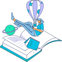 پیش‌نمایش فایل girl-flying-with-book-11714782 از پک مطالعه