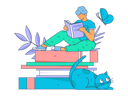 پیش‌نمایش فایل male-student-sitting-on-book-11714794 از پک مطالعه