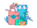 پیش‌نمایش فایل boy-and-girl-shopping-online-11714021 از پک تجارت الکترونیک
