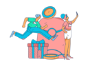 پیش‌نمایش فایل girl-looking-at-mobile-while-man-running-for-reward-11713977 از پک تجارت الکترونیک