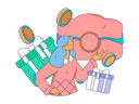 پیش‌نمایش فایل girl-showing-purse-and-gift-11713981 از پک تجارت الکترونیک