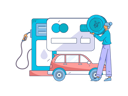 پیش‌نمایش فایل girl-holding-yen-coin-while-standing-at-fuel-station-11801335 از پک سوخت گیری ماشین