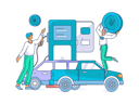 پیش‌نمایش فایل man-holding-yen-coin-at-fuel-station-11801345 از پک سوخت گیری ماشین