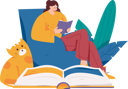 پیش‌نمایش فایل young-girl-reading-book-at-home-11805814 از پک خواندن