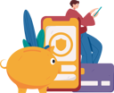 پیش‌نمایش فایل man-saving-money-in-piggy-bank-11811678 از پک امور مالی