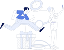 پیش‌نمایش فایل girl-looking-at-mobile-while-man-running-for-reward-11846658 از پک تجارت الکترونیک