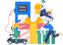 پیش‌نمایش فایل girl-holding-yen-coin-at-fuel-station-11896298 از پک سوخت گیری ماشین