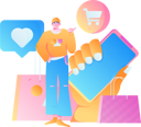 پیش‌نمایش فایل man-showing-to-shop-on-mobile-app-11895179 از پک خرید آنلاین