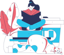 پیش‌نمایش فایل woman-enjoys-reading-book-on-animals-11898264 از پک کتاب خوانی