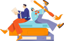 پیش‌نمایش فایل man-reading-book-while-girl-holding-paint-brush-11904985 از پک دانش
