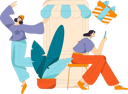 پیش‌نمایش فایل girls-doing-mobile-shopping-11903260 از پک تجارت الکترونیک