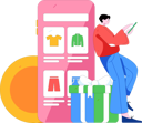 پیش‌نمایش فایل man-surfs-clothing-application-for-shopping-12090175 از پک تجارت الکترونیک