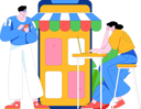 پیش‌نمایش فایل woman-browses-shopping-application-12090165 از پک تجارت الکترونیک