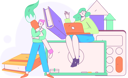 پیش‌نمایش فایل girl-doing-online-study-while-man-holding-paint-brush-12110419 از پک آموزش