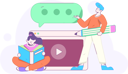 پیش‌نمایش فایل girl-reading-book-while-man-doing-online-learning-12110412 از پک آموزش