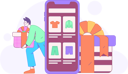 پیش‌نمایش فایل boy-holding-gift-box-while-doing-online-shopping-12110313 از پک تجارت الکترونیک