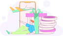 پیش‌نمایش فایل boy-pointing-shopping-app-12110319 از پک تجارت الکترونیک