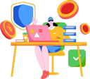 پیش‌نمایش فایل girl-waving-hand-while-working-on-financial-security-12090525 از پک امور مالی