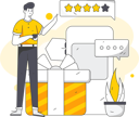 پیش‌نمایش فایل man-showing-product-review-12239159 از پک رتبه بندی خدمات