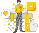 پیش‌نمایش فایل man-standing-with-gift-box-while-giving-feedback-12239153 از پک رتبه بندی خدمات