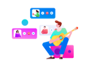 پیش‌نمایش فایل boy-playing-guitar-while-looking-online-business-meeting-12236388 از پک فعالیت اجتماعی