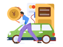 پیش‌نمایش فایل boy-holding-yen-coin-while-doing-car-refuelling-payment-at-petrol-pump-12236614 از پک سوخت گیری ماشین