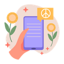 پیش‌نمایش فایل handphone-with-peace-symbol-5328749 از پک مجموعه استیکر صلح و توقف جنگ