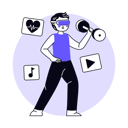 پیش‌نمایش فایل boy-doing-training-in-metaverse-6771749 از پک متاورس