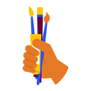 پیش‌نمایش فایل hand-holding-art-supplies-8805172 از پک هنر و طراحی