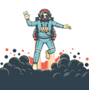پیش‌نمایش فایل alien-astronaut-with-jetpack-flies-8711813 از پک فضانورد در لباس فضایی