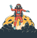 پیش‌نمایش فایل alien-astronaut-with-jetpack-flies-around-moon-8711810 از پک فضانورد در لباس فضایی