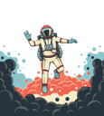 پیش‌نمایش فایل astronaut-with-jetpack-flies-spaceman-in-space-suit-8711826 از پک فضانورد در لباس فضایی