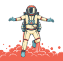 پیش‌نمایش فایل astronaut-with-jetpack-with-flying-cosmonaut-with-jetpack-8711815 از پک فضانورد در لباس فضایی