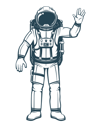 پیش‌نمایش فایل cosmonaut-shows-vulcan-salutation-hand-gesture-8711819 از پک فضانورد در لباس فضایی