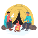 پیش‌نمایش فایل friends-camping-in-forest-4873337 از پک ماجراجویی