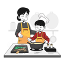 پیش‌نمایش فایل mother-teaching-children-to-cook-9678580 از پک آشپزی