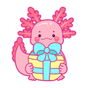 پیش‌نمایش فایل axolotl-with-gift-12418825 از پک اکسولوتل صورتی