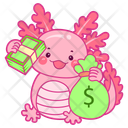 پیش‌نمایش فایل axolotl-with-money-12418777 از پک اکسولوتل صورتی