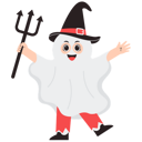 پیش‌نمایش فایل child-wearing-ghost-costume-9905422 از پک لباس نمایشی هالووین کودک بامزه