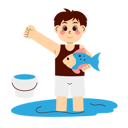 پیش‌نمایش فایل boy-catching-fish-10037602 از پک کودکان بامزه در حال بازی
