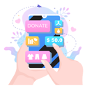 پیش‌نمایش فایل smartphone-charity-application-4775143 از پک خیریه، کمک مالی، ویا و داوطلب