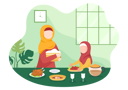 پیش‌نمایش فایل islamic-mother-and-girl-eating-4975392 از پک رمضان