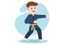 پیش‌نمایش فایل boy-doing-karate-5172688 از پک کارتونی، کاراته و کودکان – سبک فانتزی