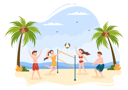 پیش‌نمایش فایل friends-playing-volleyball-at-beach-5597907 از پک بازیکن والیبال
