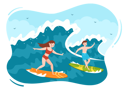 پیش‌نمایش فایل couple-surfing-in-sea-5589718 از پک تابستان و موج‌سواری