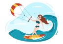 پیش‌نمایش فایل girl-doing-kitesurfing-5589727 از پک تابستان و موج‌سواری
